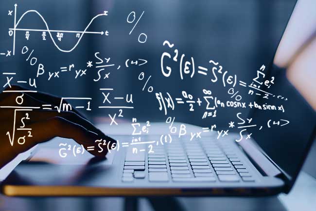 Photo of a Notebook Computer with Math Symbols Streaming out of it