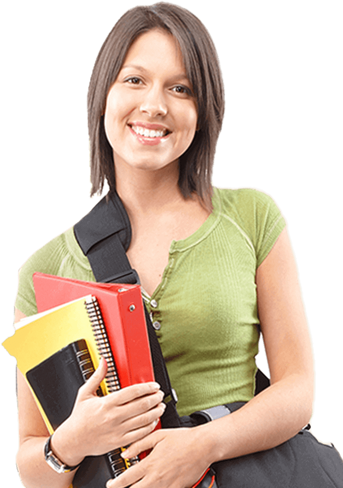 Female American Student Walking to Class